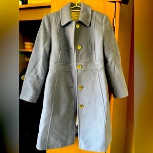 J Crew tiffany blue overcoat / pea coat petite wool blend